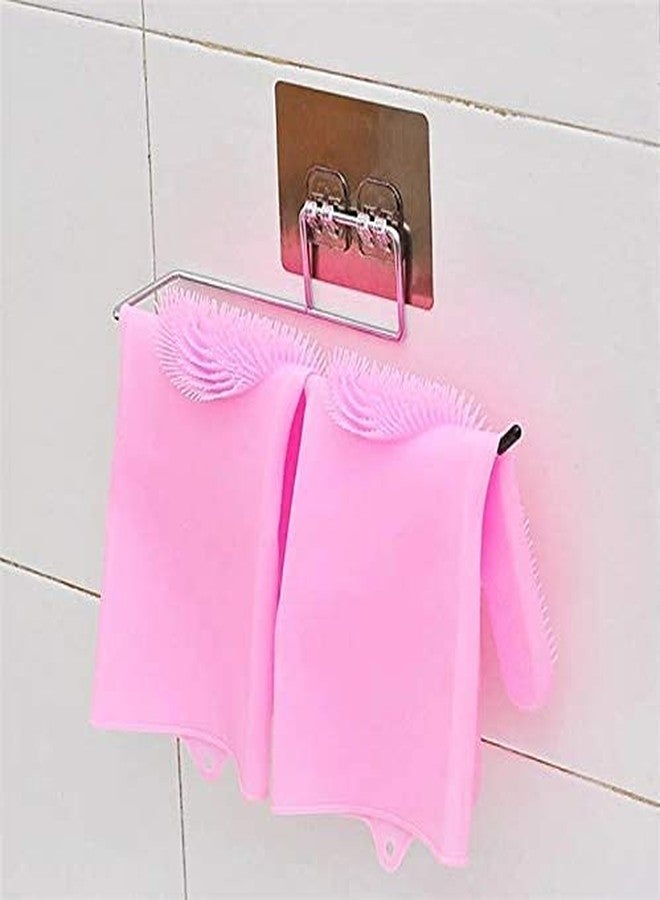 RRJ Stainless Steel Self Adhesive Napkin Ring Wall Mount Towel Hanging Holder with Magic Adhesive Pad Kitchen Paper Roll Holder Tissue Paper Stand Towel Bar Hanger foe Kitchen and Washbasin use - Image 5